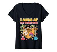 Mujer I Move at My Own Pace Perezoso Boy Girl Fidget Sensory Play Camiseta Cuello V