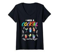 Mujer I Need A Cocktail Hold The Tail - Barra de alcohol con bebida mixta Camiseta Cuello V