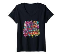 Mujer I Need A Hug from A Baddie Urban Graffiti Art Divertido Camiseta Cuello V