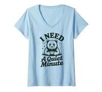 Mujer I Need A Quiet Minute Bear Cafeína Beber Café Amante Camiseta Cuello V