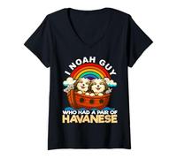 Mujer I Noah Guy Que tenía un par de Perros Havanese Noah's Ark Camiseta Cuello V