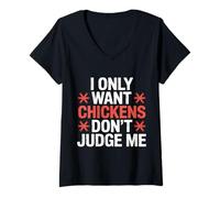 Mujer I Only Want Chickens Don't Judge Me Farmer Backyard - Camiseta Cuello V