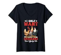 Mujer I Only Want Chickens Don't Judge Me Farmer Backyard - Camiseta Cuello V