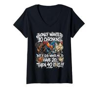 Mujer I Only Wanted 10 Chickens But If God Wants Me To Have 20 40 Camiseta Cuello V