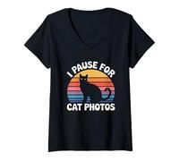 Mujer I Pause For Cat Photos Camiseta Cuello V