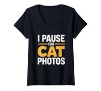 Mujer I Pause For Cat Photos Camiseta Cuello V