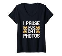 Mujer I Pause For Cat Photos Camiseta Cuello V