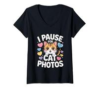 Mujer I Pause For Cat Photos Camiseta Cuello V