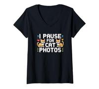 Mujer I Pause For Cat Photos Camiseta Cuello V