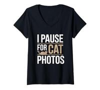 Mujer I Pause For Cat Photos Camiseta Cuello V