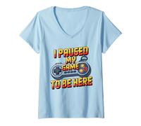 Mujer I Paused My Game To Be Here Funny Video Game Controller Camiseta Cuello V