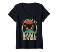 Mujer I Paused My Game To Be Here Retro Gamer Gift Camiseta Cuello V