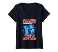 Mujer I Paused My Game to Save Lives Nurse Gaming Cita Divertida Camiseta Cuello V