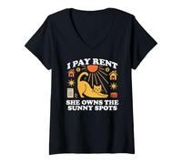 Mujer I Pay Rent She Owns The Sunny Spots Camiseta Cuello V