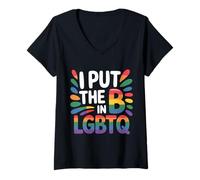 Mujer I Put The B In LGBTQ Identidad del Orgullo Bi - Camiseta Cuello V