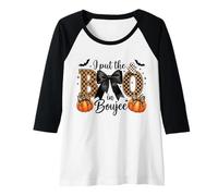 Mujer I Put The Boo In Boujee Lindo Halloween Fantasma Calabaza Leopardo Camiseta Manga Raglan