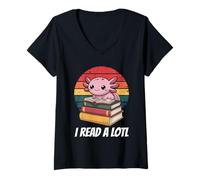 Mujer I Read Alotl Axolotl Camiseta Cuello V