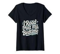Mujer I Read Past My Bedtime Book Lover - Cita Divertida de Lectura Camiseta Cuello V