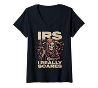 Mujer I Really Scares IRS Agente Especial Grim Reaper Angel of Death Camiseta Cuello V