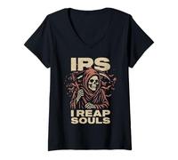 Mujer I Reap Souls IRS Agente Especial Grim Reaper Angel of Death Camiseta Cuello V