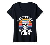 Mujer I Reject My Mortal Flesh Expresión extraña LGBTQ - Camiseta Cuello V