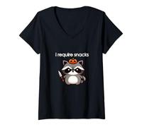 Mujer I Require Spooky Snacks Mapache Enojado Halloween Camiseta Cuello V
