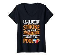 Mujer I Rub My Tip I Play - Billar Divertido Billar para Hombre Camiseta Cuello V