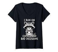 Mujer I Run On Coffee and Bad Decisions Camiseta Cuello V