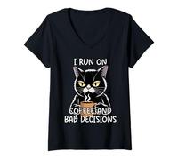 Mujer I Run On Coffee and Bad Decisions Camiseta Cuello V
