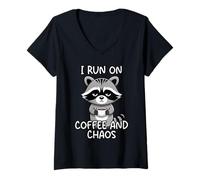 Mujer I Run On Coffee and Chaos Camiseta Cuello V