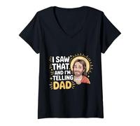 Mujer I Saw That and I'm Telling Dad Iglesia Cristiana Meme |- Camiseta Cuello V