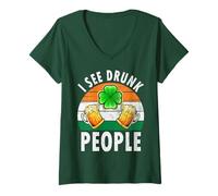 Mujer I See Drunk People Shirt Funny Saint Patricks Day Gift Camiseta Cuello V