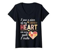 Mujer I Sew a Piece of My Heart Into Every Quilt I Make Quilter Camiseta Cuello V
