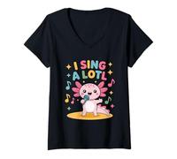 Mujer I Sing A Lotl, Cute Axolotl Singing Camiseta Cuello V