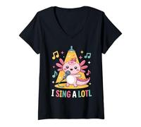 Mujer I Sing A Lotl, Cute Axolotl Singing Camiseta Cuello V