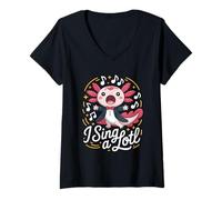 Mujer I Sing A Lotl, Cute Axolotl Singing Camiseta Cuello V
