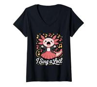Mujer I Sing A Lotl, Cute Axolotl Singing Camiseta Cuello V