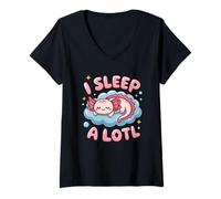Mujer I Sleep A Lotl, Cute Axolotl Sleeping Camiseta Cuello V