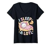 Mujer I Sleep A Lotl, Cute Axolotl Sleeping Camiseta Cuello V