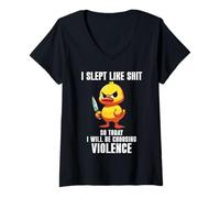 Mujer I Slept Like Shit So Today I'm Choosing Violence Duck Knife Camiseta Cuello V
