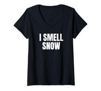 Mujer I Smell Snow Funny Christmas Time Winter Weather Snowflakes Camiseta Cuello V