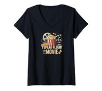 Mujer I Speak Fluent Movie Popcorn Film Lover Cinema Fan Camiseta Cuello V