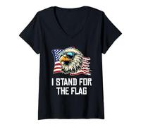 Mujer I Stand for The Flag, American Eagle Sun Glasses Camiseta Cuello V