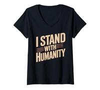 Mujer I Stand with Humanity Apoyo Mundial de bondad - Camiseta Cuello V