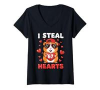 Mujer I Steal Hearts Guinea Pig Cute Kawaii Valentine Heart 67 Camiseta Cuello V