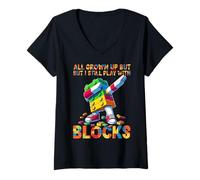 Mujer I Still Play with Blocks Funny Blocks Bricks Master Builder Camiseta Cuello V