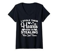 Mujer I Stole Their Hearts Adopción Gotcha Day Familia Camiseta Cuello V