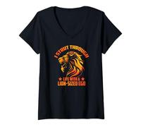 Mujer I STRUT Through Life with A Lion-Sized Ego Camiseta Cuello V