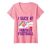 Mujer I Suck at Fantasy Football Last Place Fantasy Football Loser Camiseta Cuello V