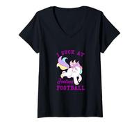 Mujer I Suck at Fantasy Football - League Draft, Unicornio, USA Deporte Camiseta Cuello V